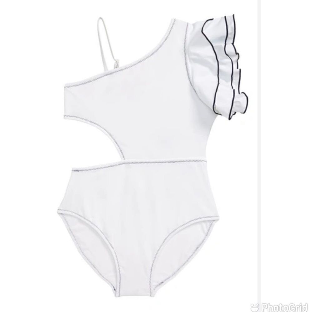 NEW Habitual Girl Ruffle One Shoulder Swimsuit White 14 - Picture 8 of 8